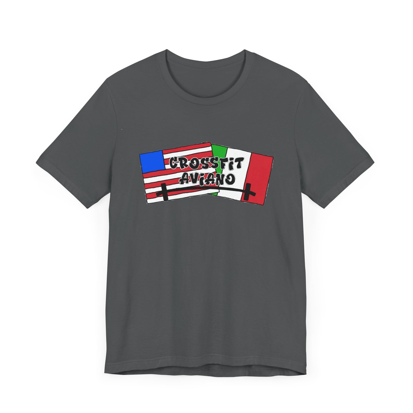 Unisex Jersey CrossFit Aviano American and Italian Flags Short Sleeve Tee