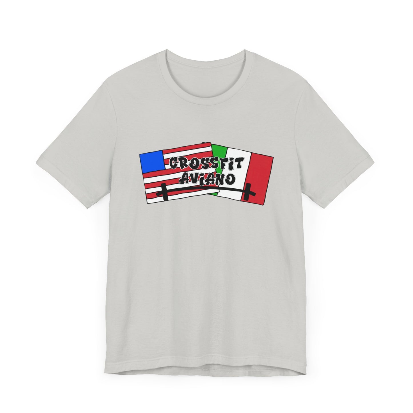 Unisex Jersey CrossFit Aviano American and Italian Flags Short Sleeve Tee