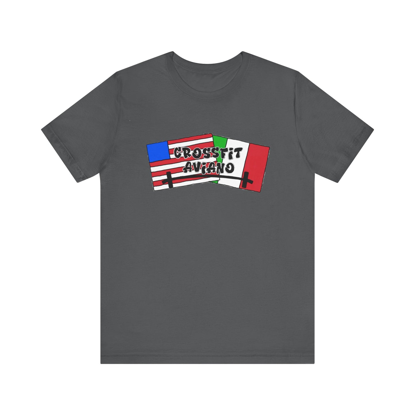 Unisex Jersey CrossFit Aviano American and Italian Flags Short Sleeve Tee