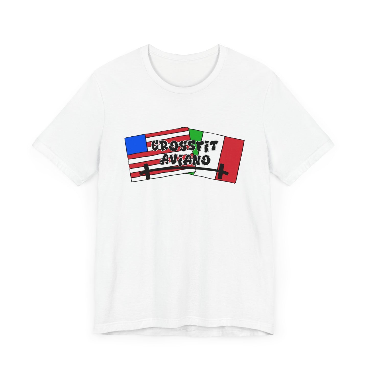 Unisex Jersey CrossFit Aviano American and Italian Flags Short Sleeve Tee