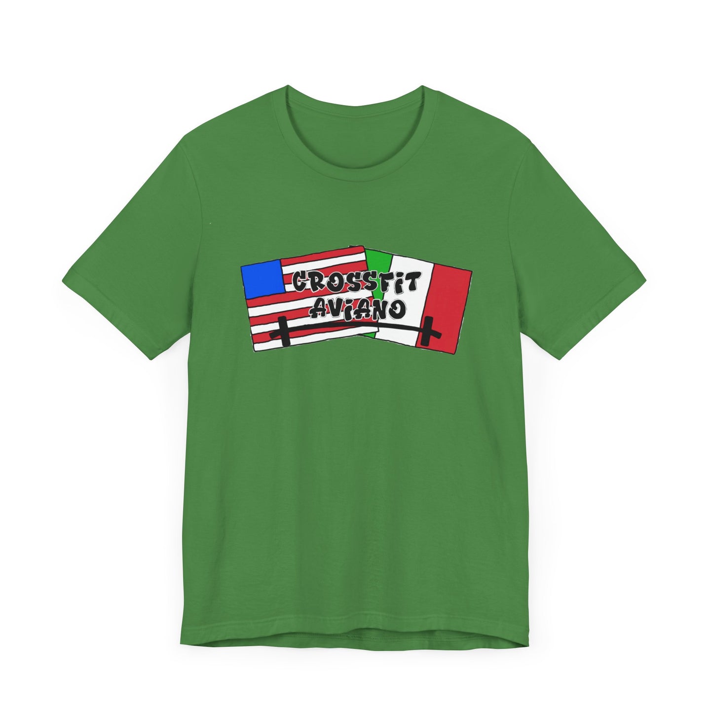 Unisex Jersey CrossFit Aviano American and Italian Flags Short Sleeve Tee