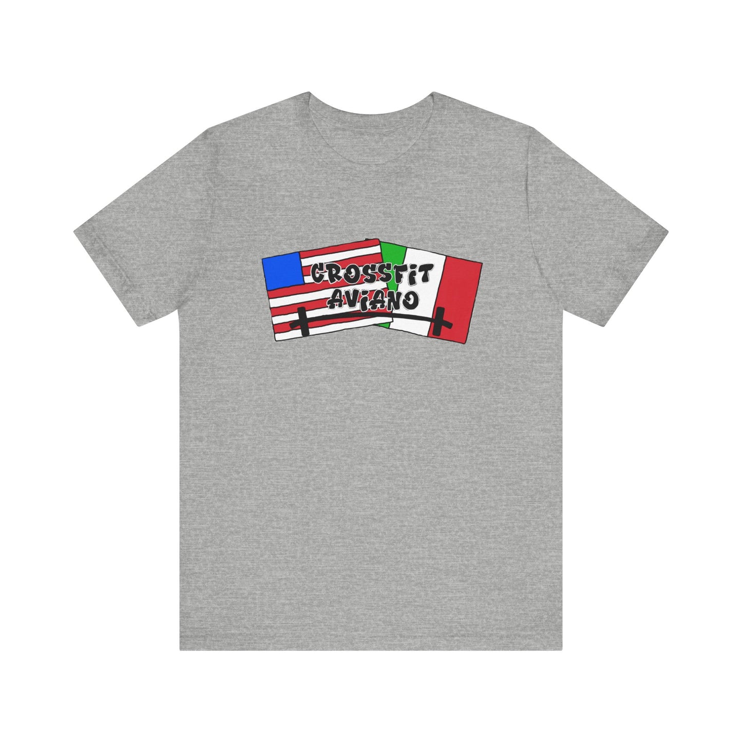 Unisex Jersey CrossFit Aviano American and Italian Flags Short Sleeve Tee