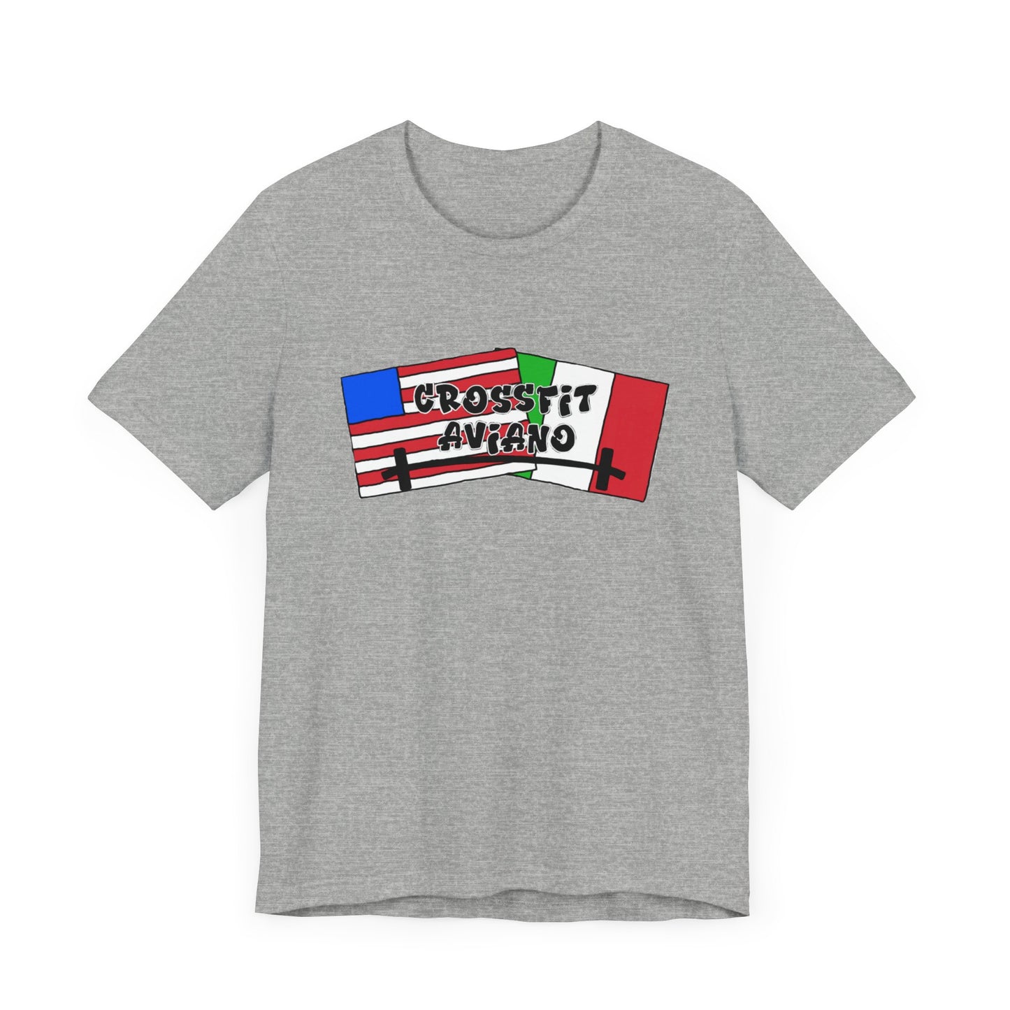 Unisex Jersey CrossFit Aviano American and Italian Flags Short Sleeve Tee