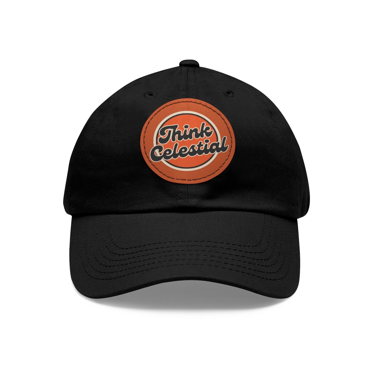 Think Celestial Retro Dad Hat with Leather Patch (Round)