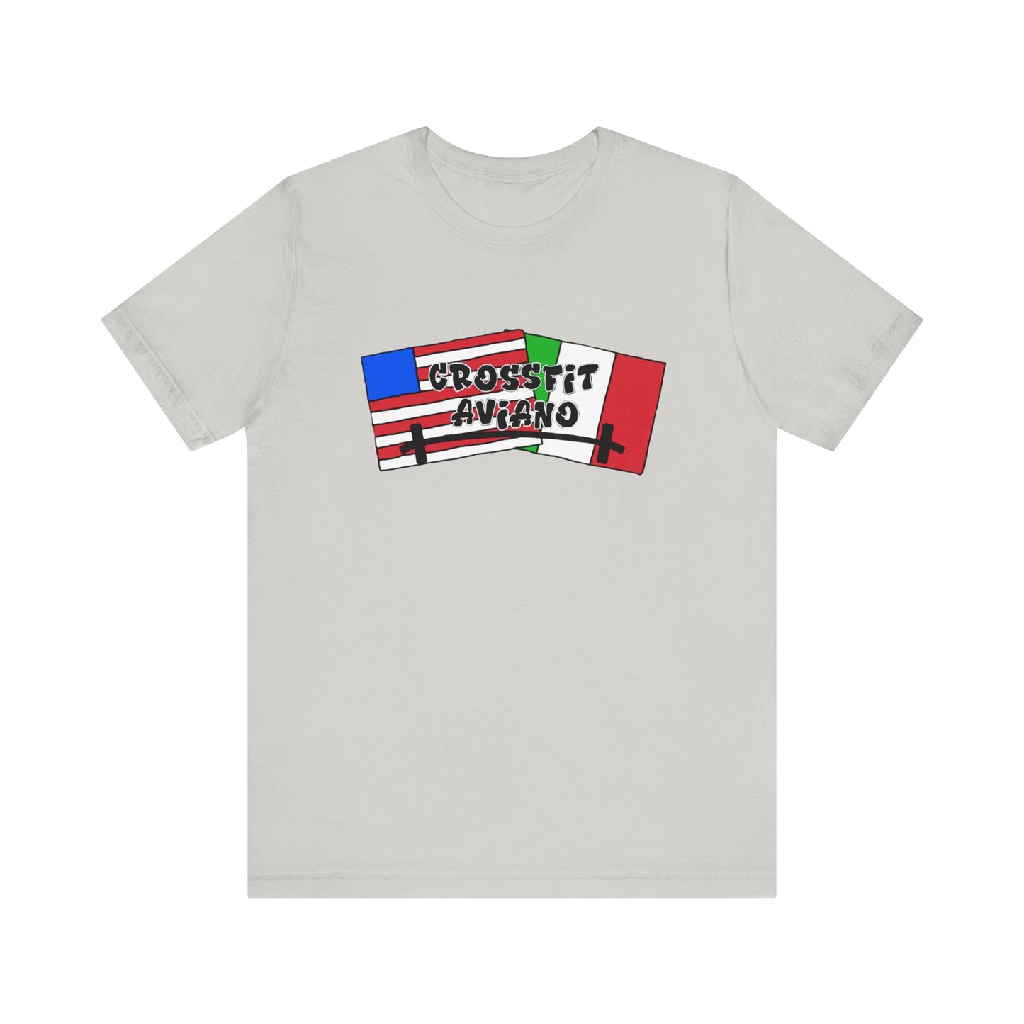 Unisex Jersey CrossFit Aviano American and Italian Flags Short Sleeve Tee